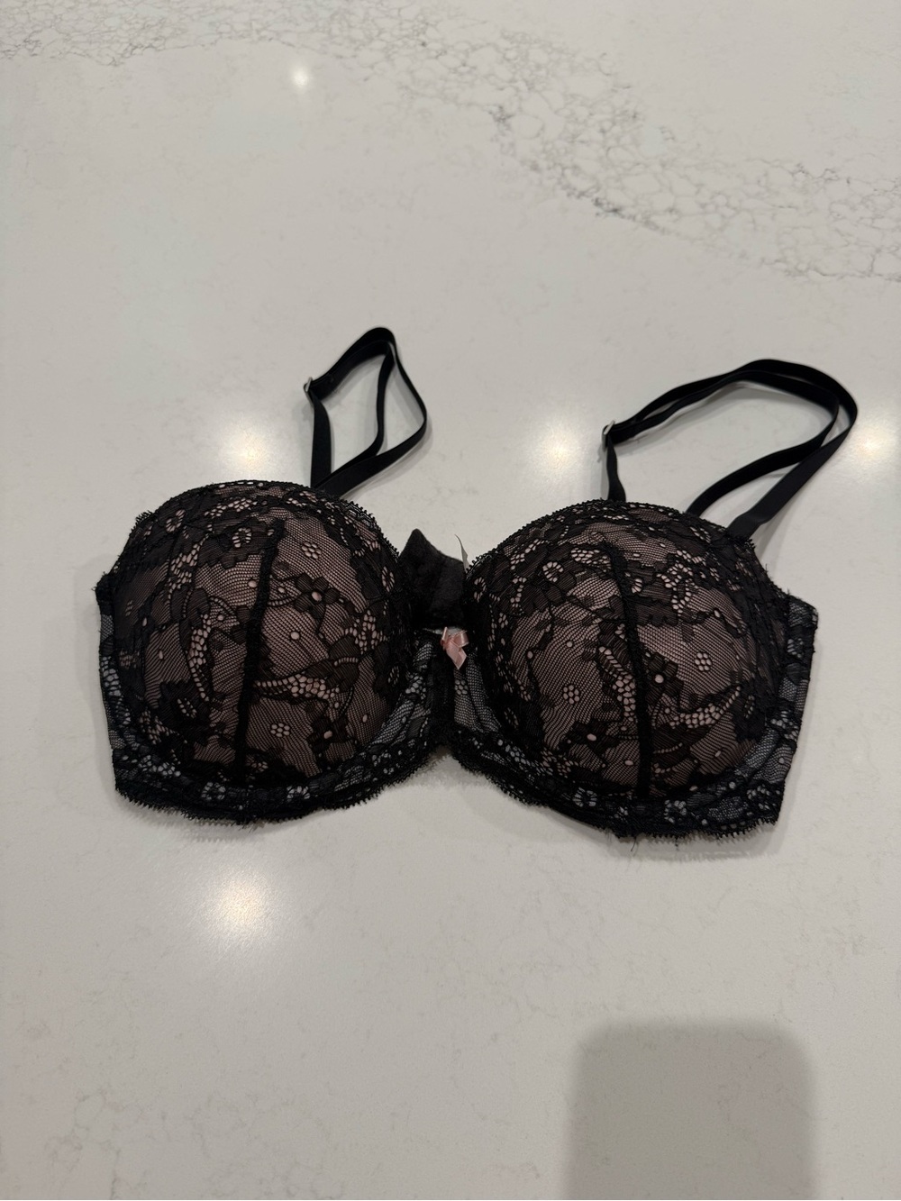 PINK Victoria's Secret Black Lace Underwire Demi Bra